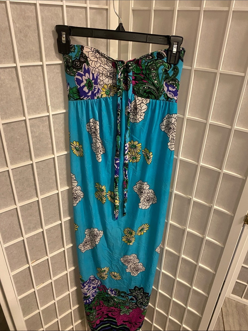 Strapless Turquoise Floral Maxi Dress Size M